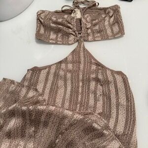 Style Rack Tan and Brown Striped Maxi Dress